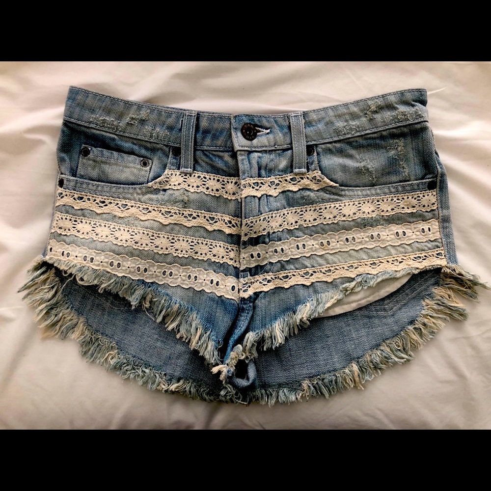 Carmar High Rise Jean Shorts with Lace